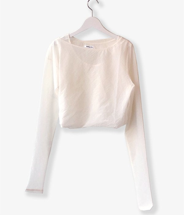 FUMIKA_UCHIDA/Stretch Taffeta/LAYERED CROPPED TOP(WHITE)