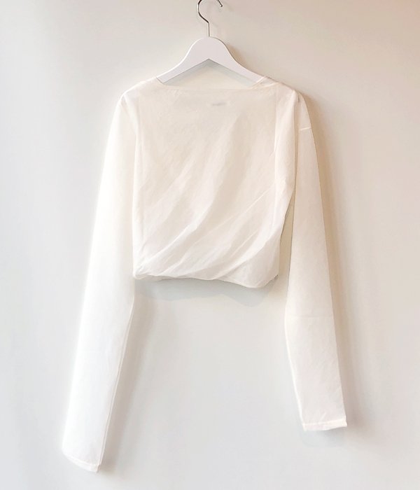 FUMIKA_UCHIDA/Stretch Taffeta/LAYERED CROPPED TOP(WHITE)