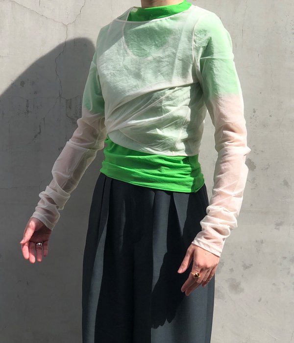 FUMIKA_UCHIDA/Stretch Taffeta/LAYERED CROPPED TOP(WHITE)