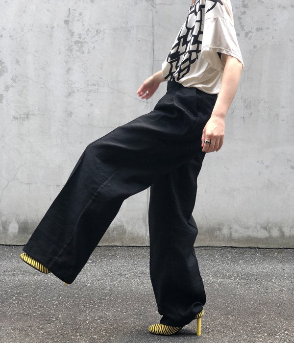 FUMIKA_UCHIDA/Monofilament/DOUBLE-WAIST REVERSIBLE SLACKS(BLACK)