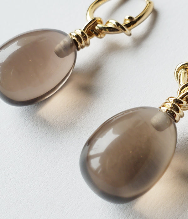 R.ALAGAN ララガン-KNOT SMOKY QUARTZ EARRINGS-