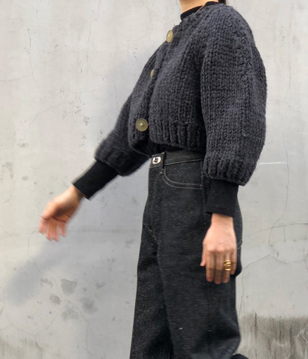 FUMIKA_UCHIDA/Wool Hand Knitted/CROPPED CARDIGAN(CHARCOAL/size36)