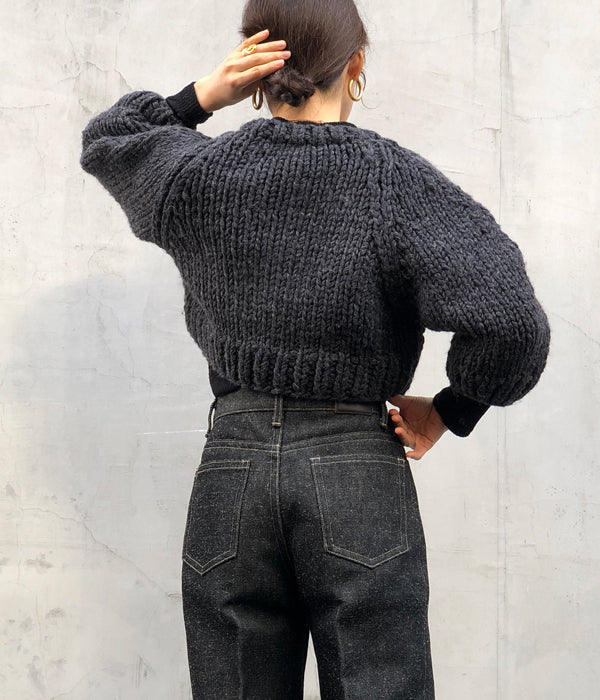 FUMIKA_UCHIDA/Wool Hand Knitted/CROPPED CARDIGAN(CHARCOAL/size36)