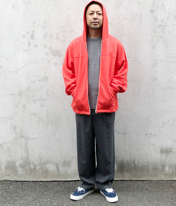 DIGAWEL DOLMAN SLEEVE ZIP HOODIE (RED) - パーカー