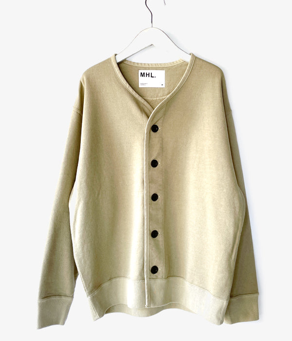 MHL./DRY COTTON LINEN LOOPBACK CARDIGAN (STONE)