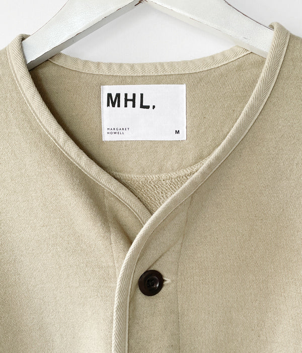 MHL./DRY COTTON LINEN LOOPBACK CARDIGAN (STONE)