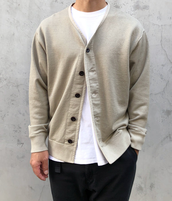 MHL./DRY COTTON LINEN LOOPBACK CARDIGAN (STONE)