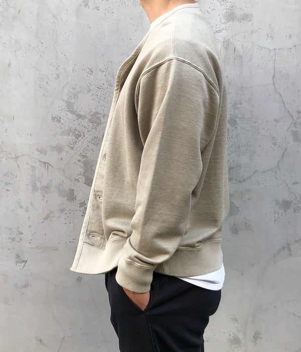 MHL./DRY COTTON LINEN LOOPBACK CARDIGAN (STONE)