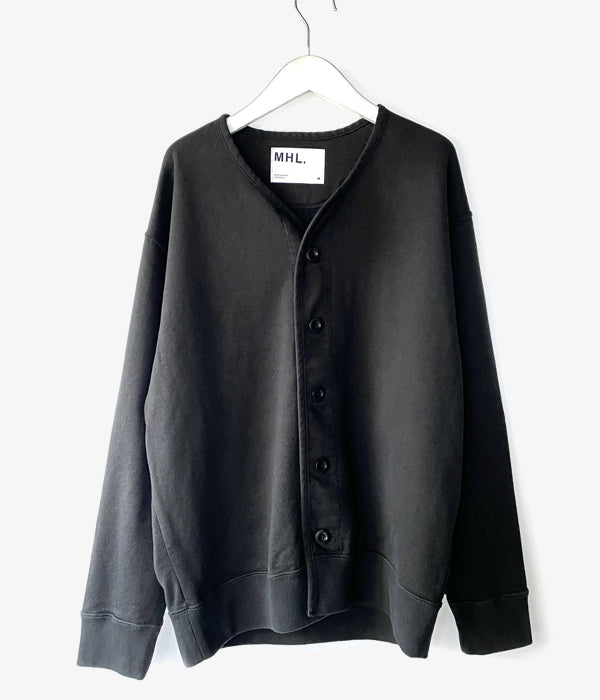 MHL./DRY COTTON LINEN LOOPBACK CARDIGAN (BLACK)