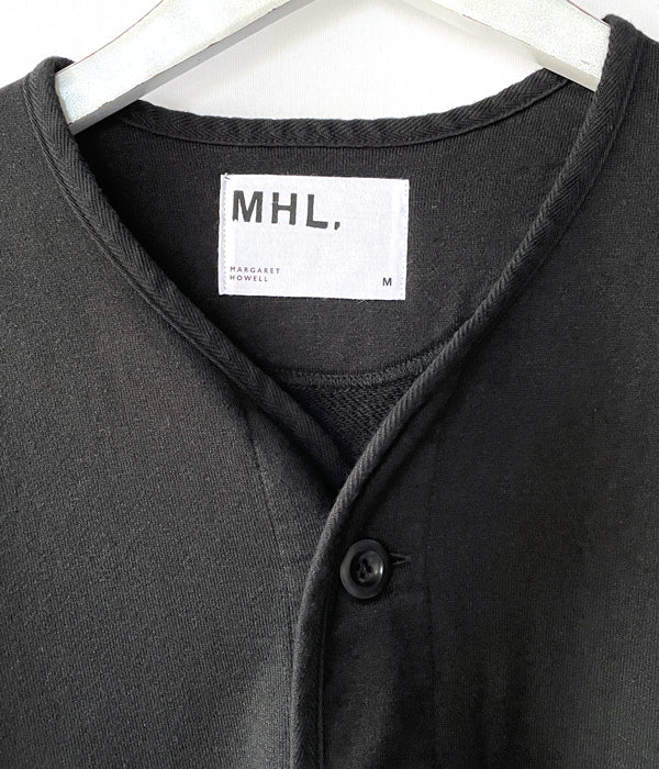 MHL./DRY COTTON LINEN LOOPBACK CARDIGAN (BLACK)