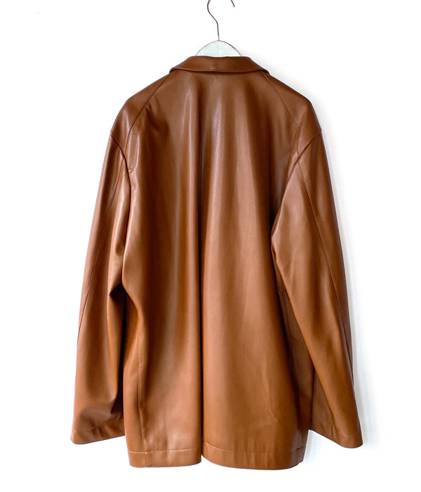 DIGAWEL/SYNTHETIC LEATHER HALF COAT (BRWON)