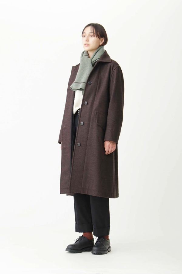 MHL. BASIC WOOL MELTON コート ステンカラーコート 黒-