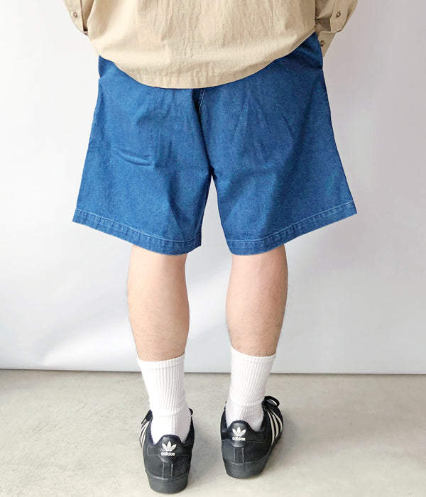 DESCENDANT/SHORE COTTON DENIM SHORTS (INDIGO)