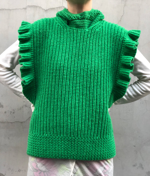 FUMIKA_UCHIDA/3G Mix Shetland/OVER FRILL VEST(SPINACH/size36)