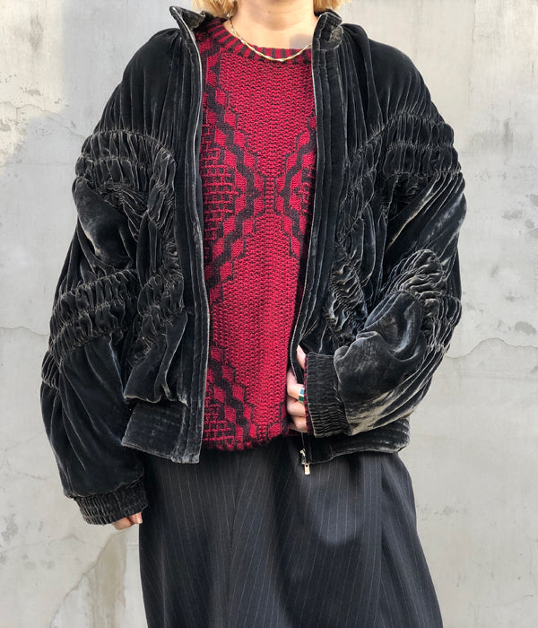 FUMIKA_UCHIDA/VELVET GATHERED BLOUSON(GOOSEGREY/size36)