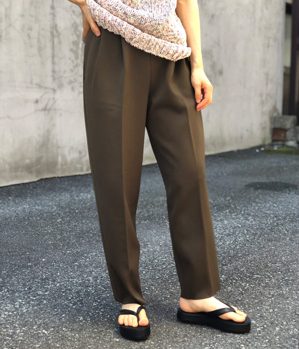 PHEENY/AMUNZEN HIGH WAIST TAPERED PANTS(KHAKI)