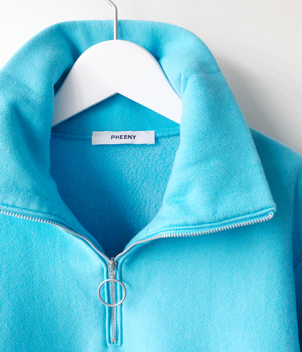 PHEENY/ATHLETIC FLEECE HALF ZIP P/O(BLUE)