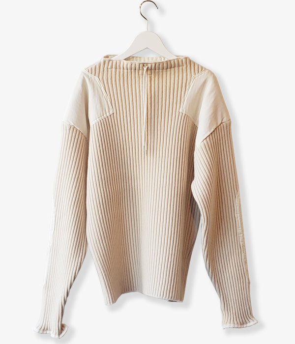 FUMIKA_UCHIDA/RIB KNIT PATCHED SWEATER(OYSTER)