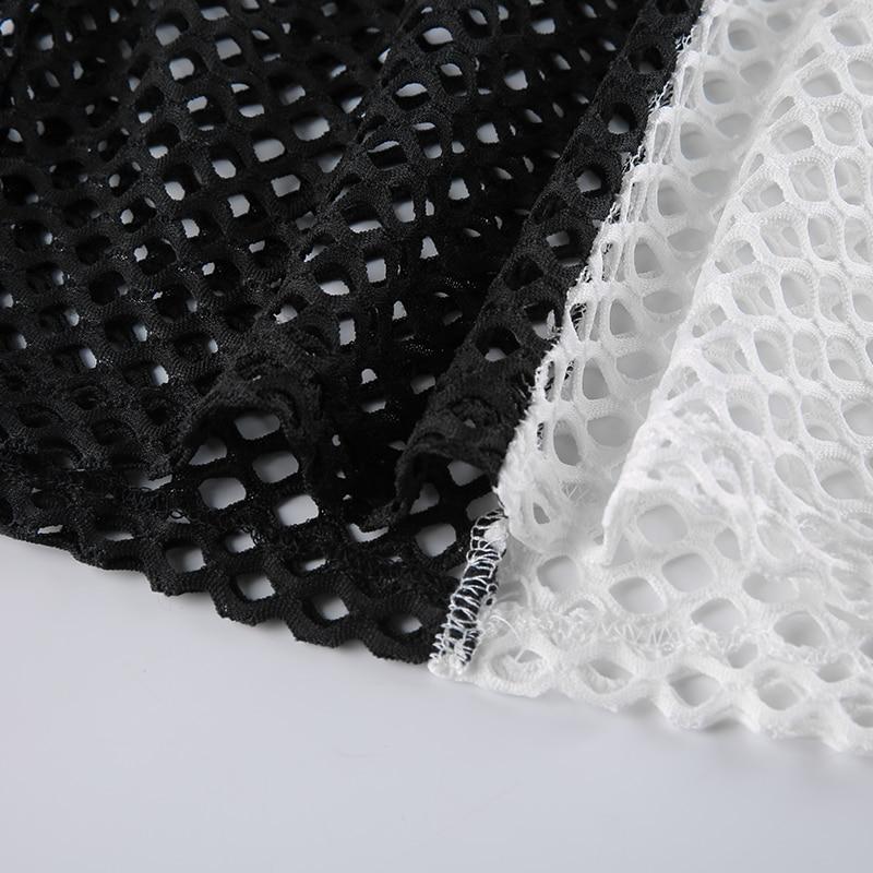 Diamond Holes Mesh Polyester Fishnet Fabric Small Stretch 165cm