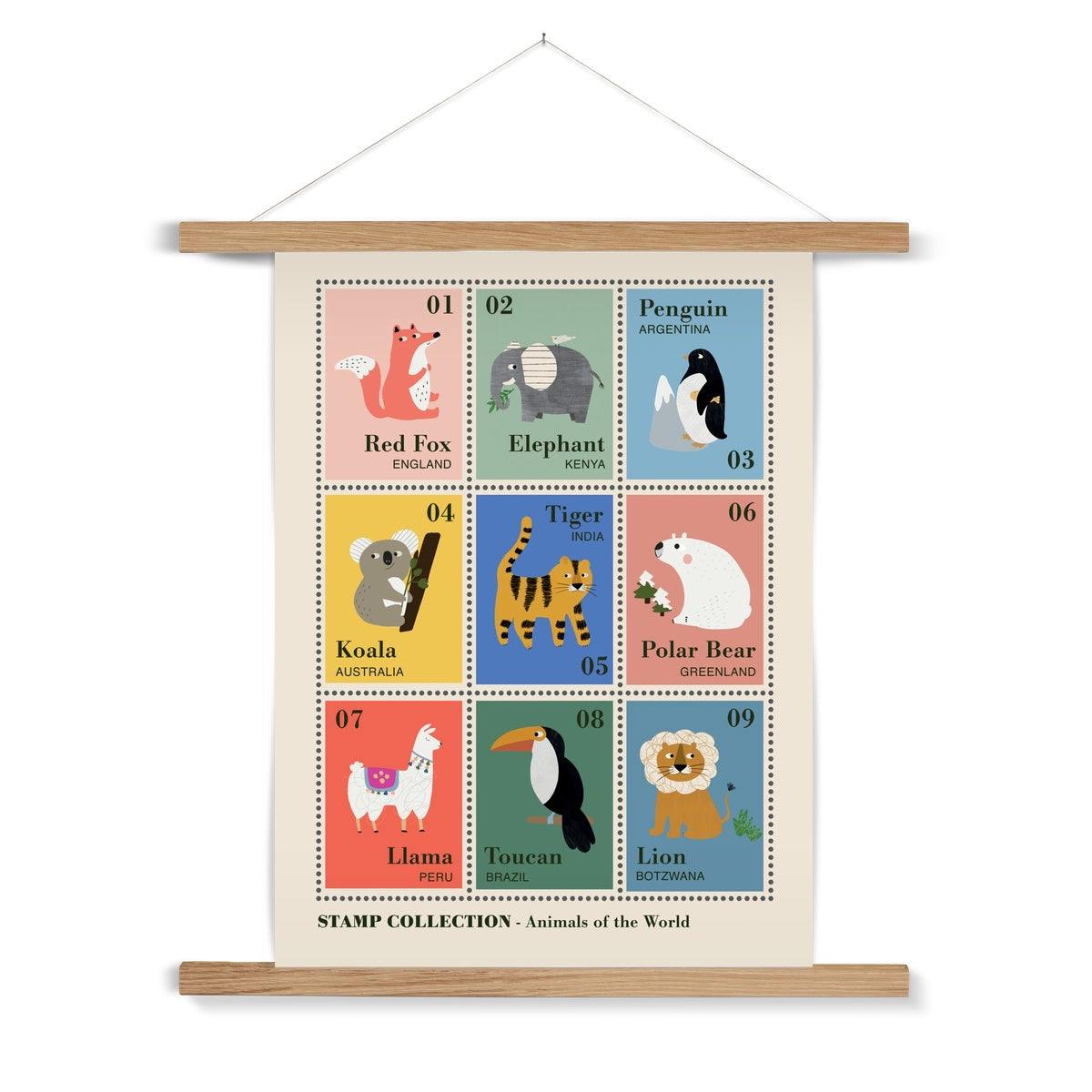 Animal Postage Stamps Fine Art Print – Roomytown