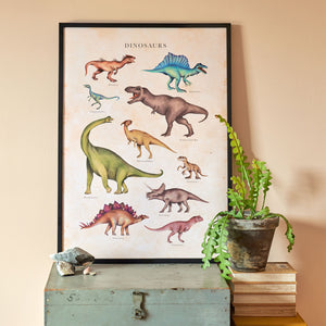 Framed Vintage Fine – Dinosaurs Art Roomytown Print
