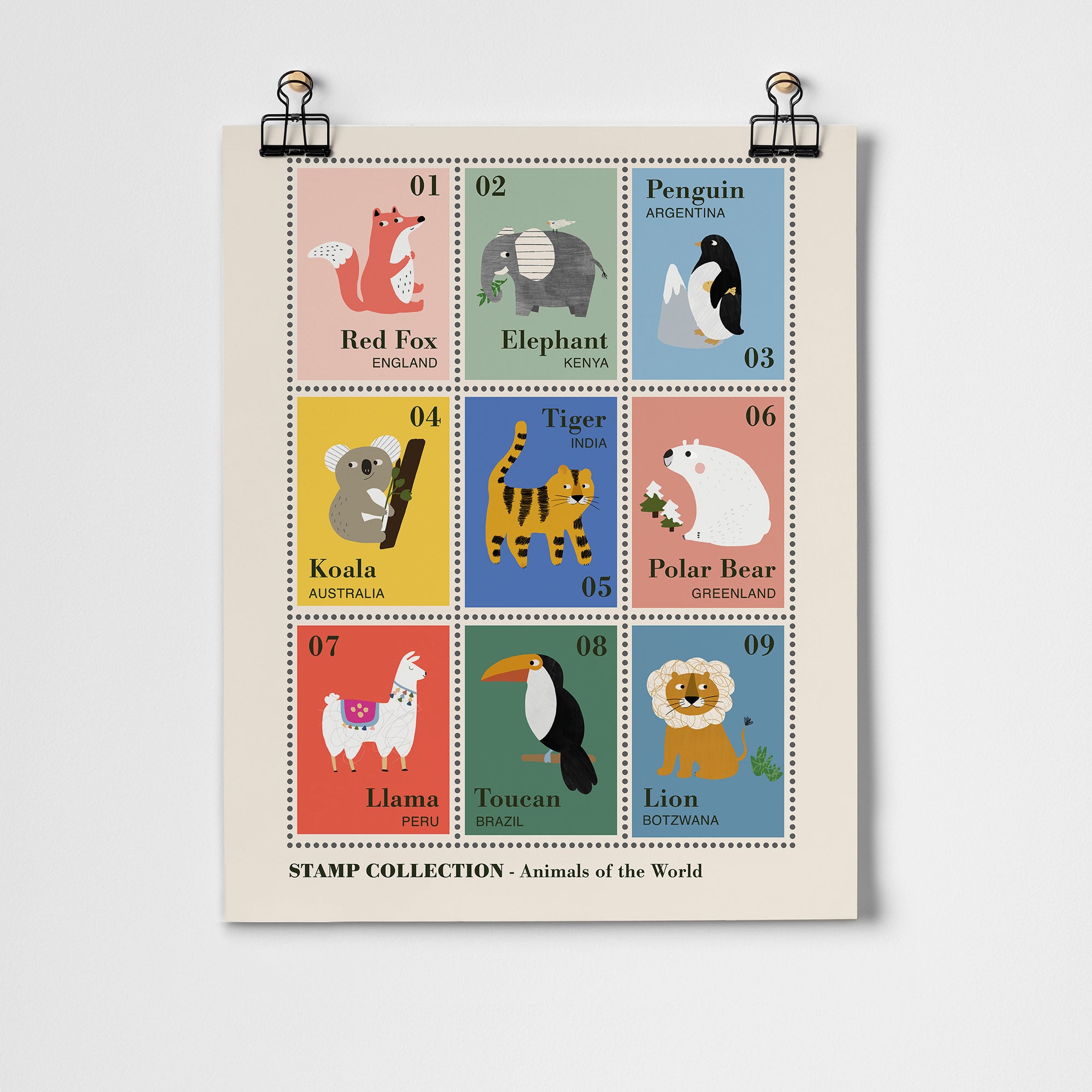 Animal Postage Stamps Framed Fine Art Print – Roomytown