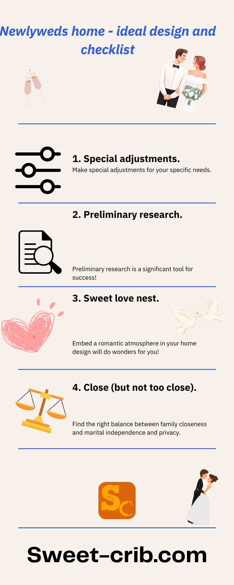 infographic for Newlyweds home - Ideal Design & Checklist