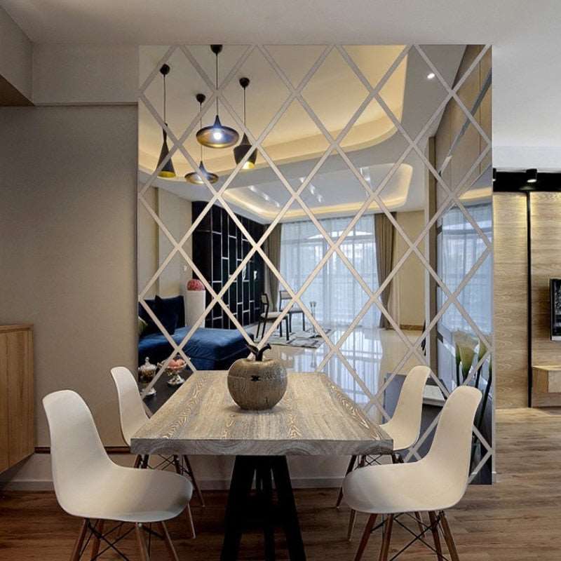 Diamonds 3D triangles stickers mirror