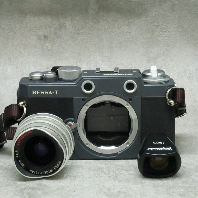 中古品　VOIGTLANDER BESSA-T 101周年記念グレーモデル+WIDE-HELIAR15mm F4.5 さんぴん商会