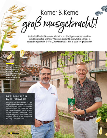 Page 1 of the article about the oil mill of the magazine "Zukunft Leben".