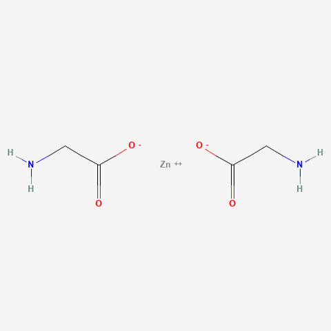 Zinc bisglycinate chelate - two glycine amino acid molecules attached to zinc