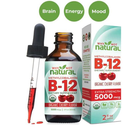 WhyNotNatural Dietary Supplement: B12 Methylcobalamin, organic cherry flavor.