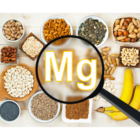 Image of magnesium-rich foods like leafy greens, nuts, and seeds, providing essential nutrients.