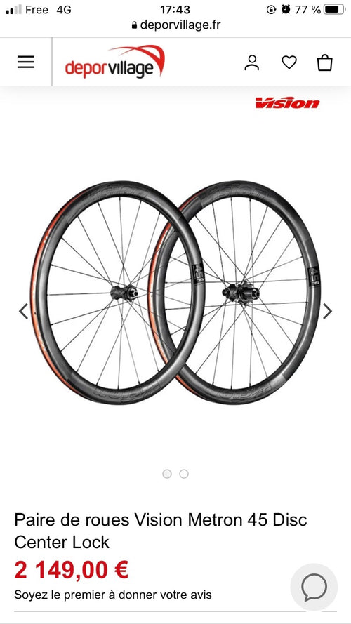 Roues Vision METRON 45 SL disc