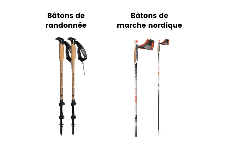 Différence entre des bâtons de radonnée et des bâtons de marche nordique