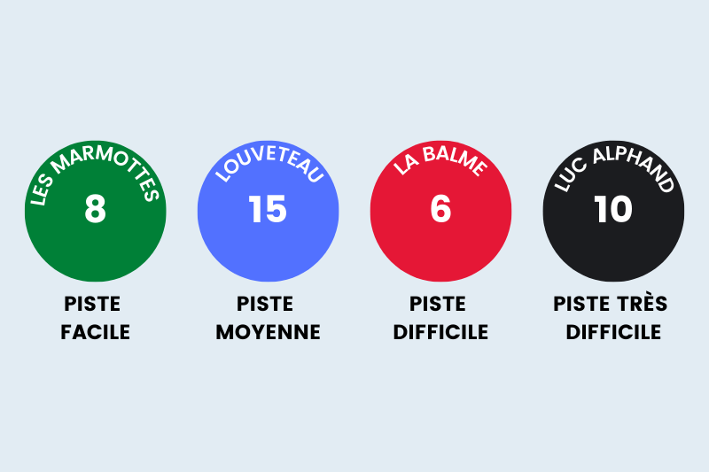 Il existe 4 grandes couleurs de pistes de ski