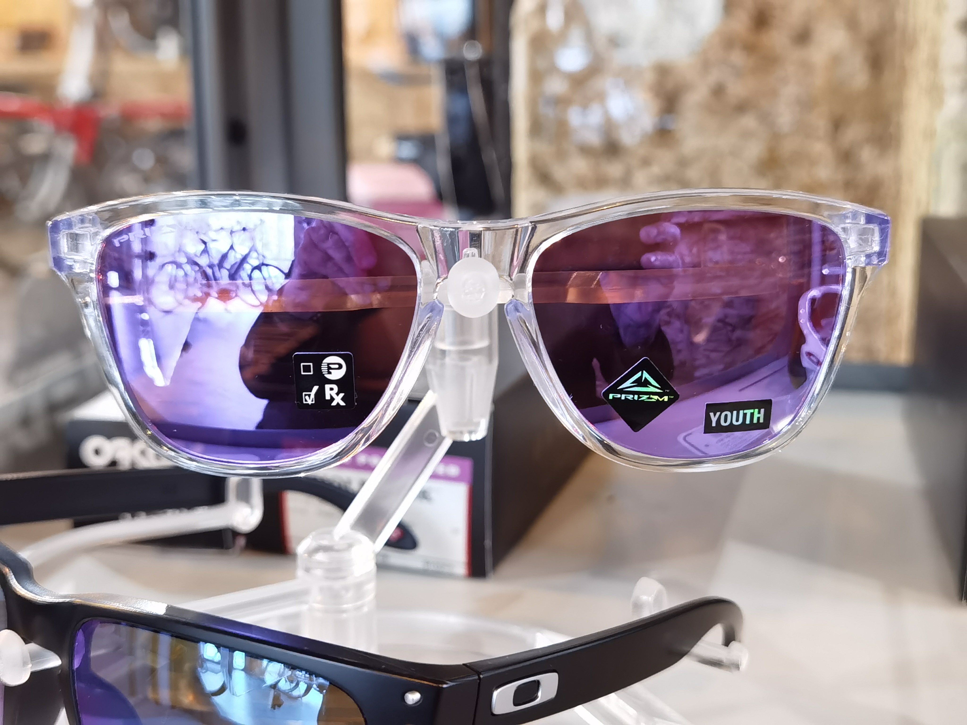 Lunettes de vélo Oakley Frogskins xs pol clear w/ prizm violet