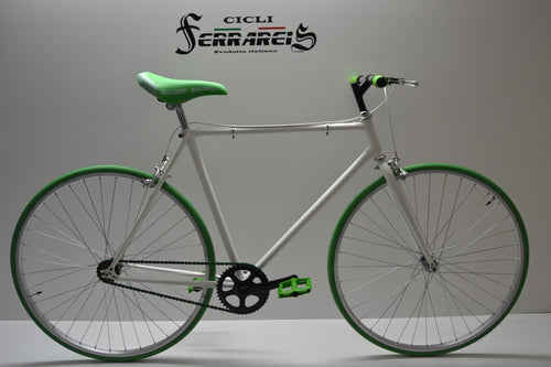 single speed 28 bici bianco verde personalizzabile