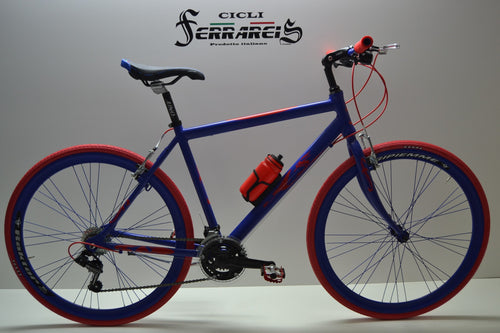Bici ibrida 28 blu rosso personalizzabile