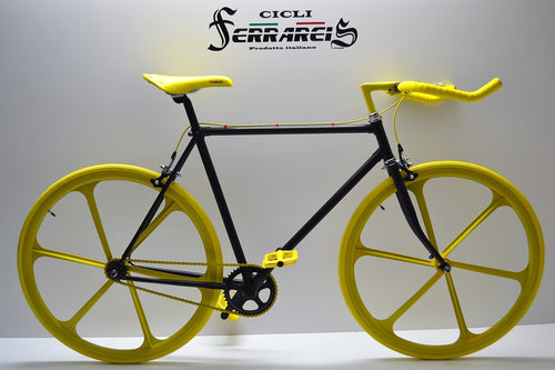 Bici fixed 28 giallo nero personalizzabile