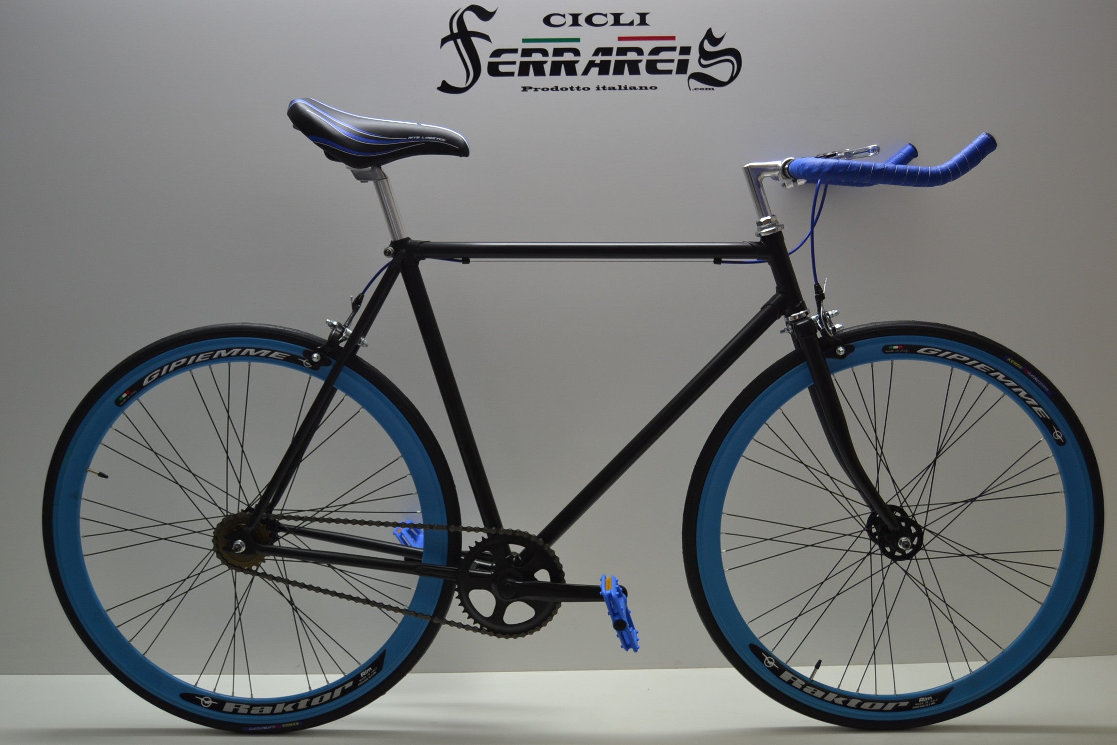 Bici fixed 28 nero blu personalizzabile