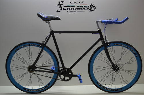 Bici fixed 28 nero blu personalizzabile