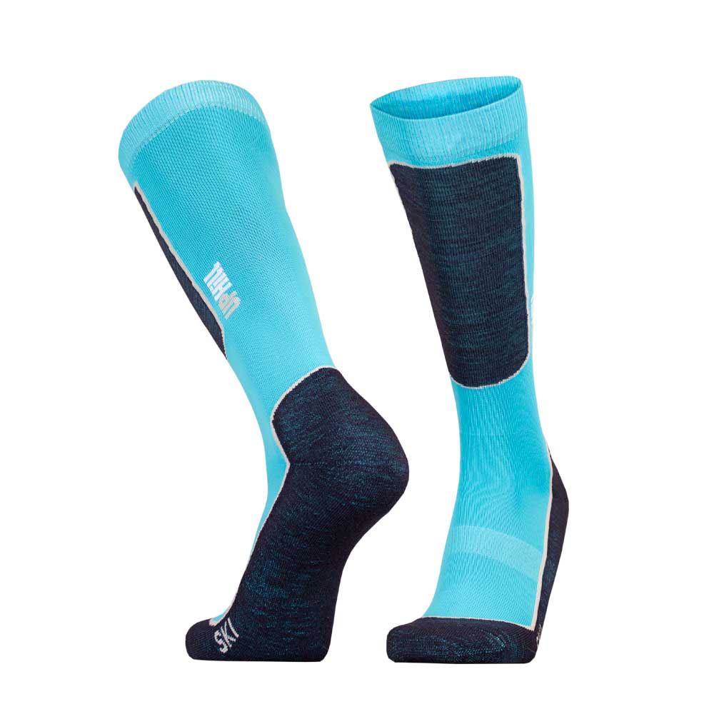 Chaussettes techniques ski et snowboard unisexes, taille 43-46, gris et bleu