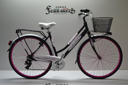 Bici trekking 28 alluminio nero fucsia personalizzabile