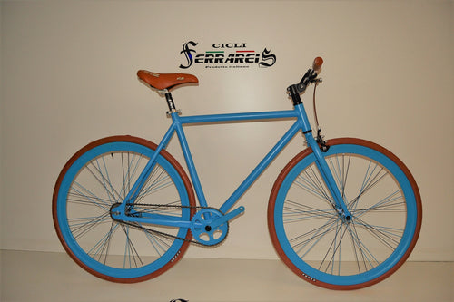 Bici fixed 28 marrone celeste personalizzabile