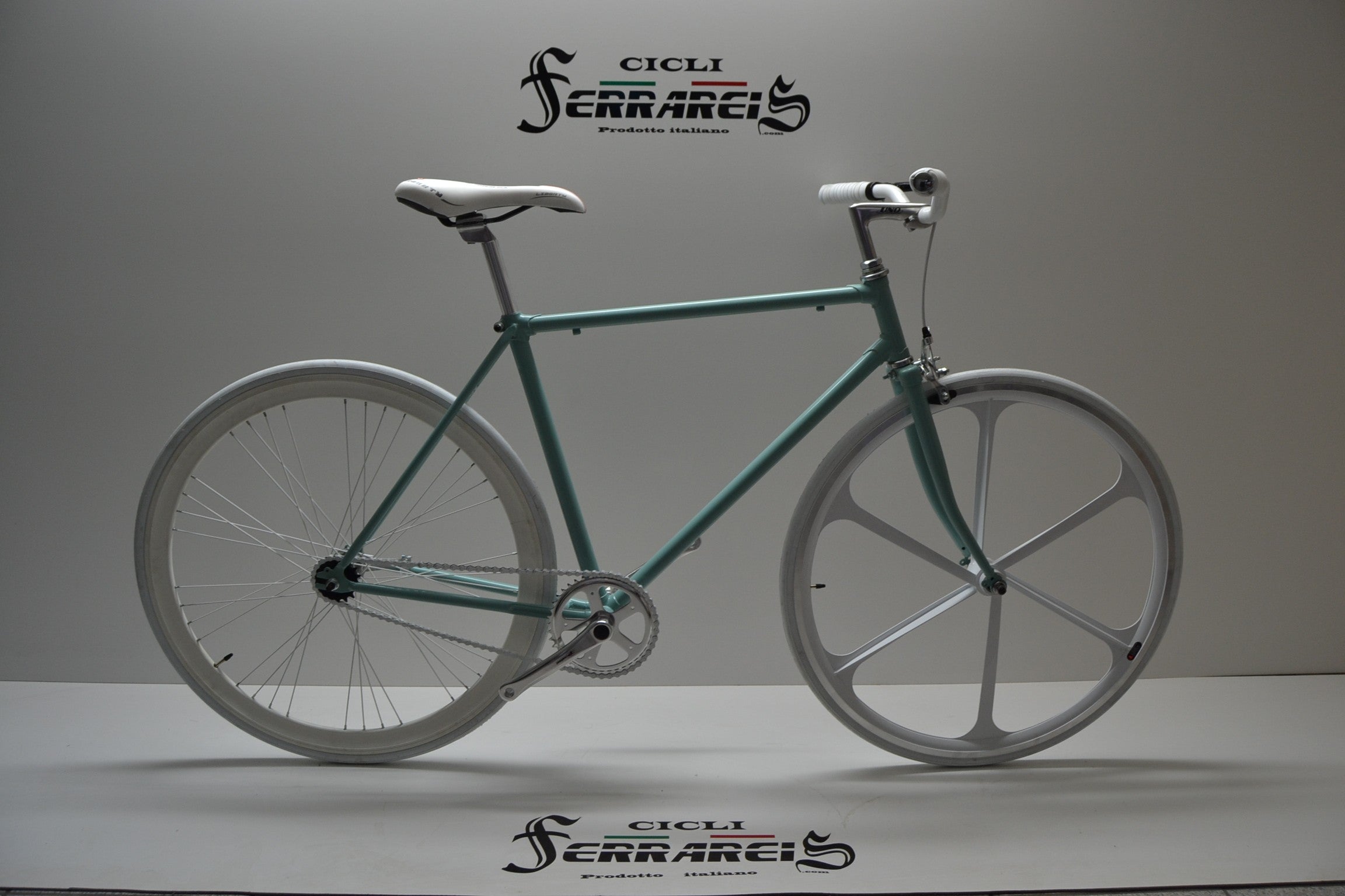 Bici 28 bianco verde single speed personalizzabile