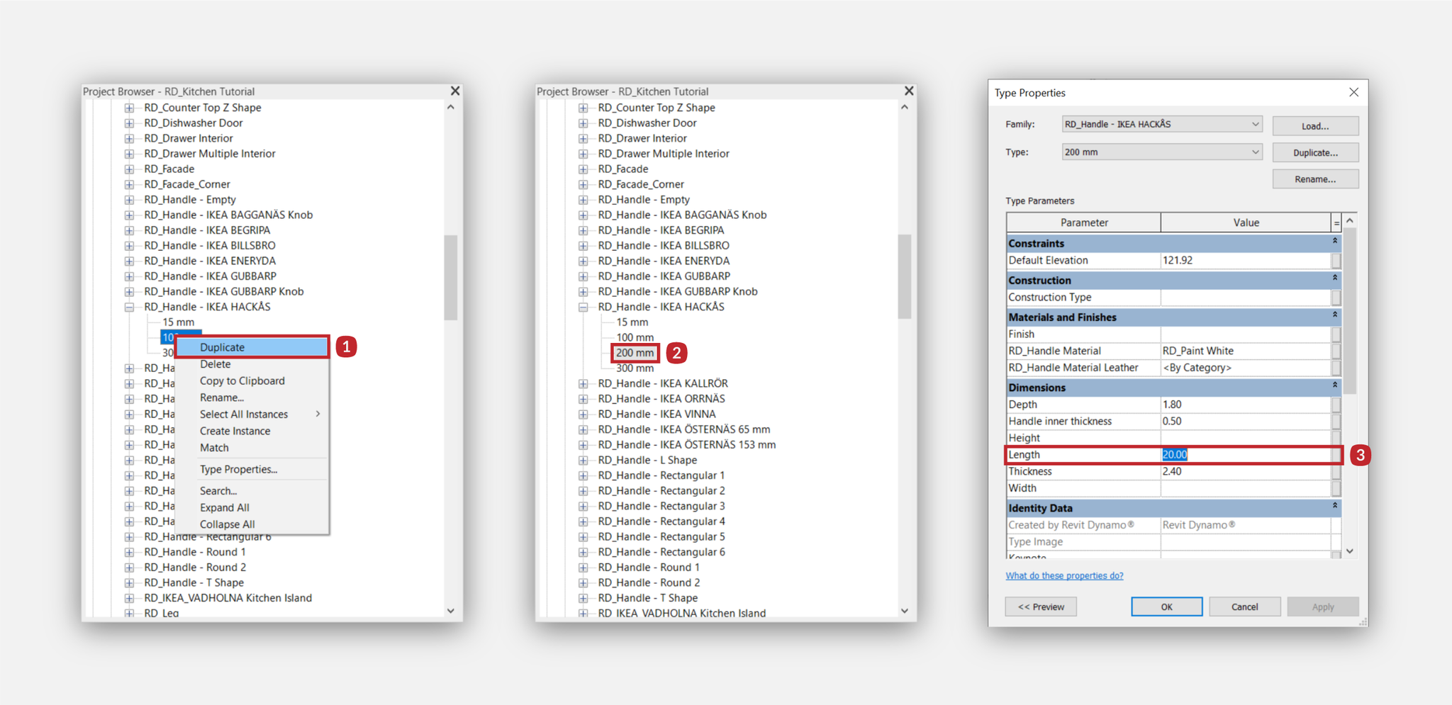 type de duplicata Revit