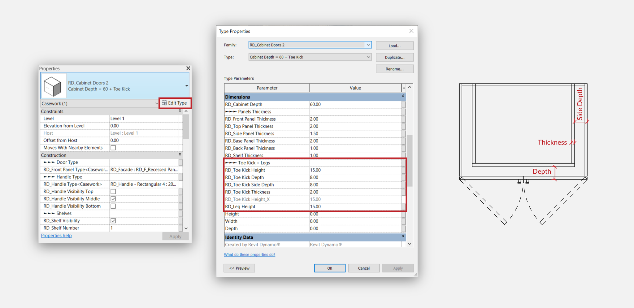 Revit d'armoires de cuisine