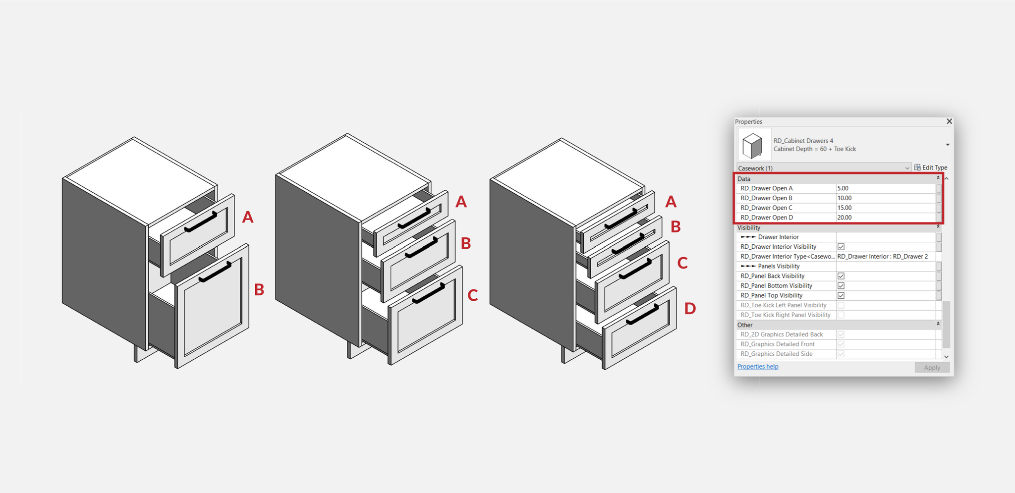 Revit-Küchenschubladen