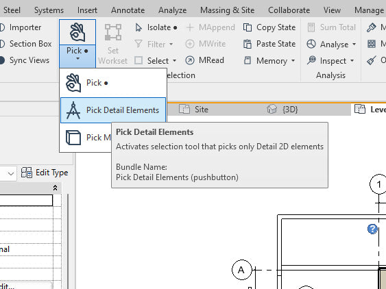 Wählen Sie Detailelemente Pyrevit-Funktion